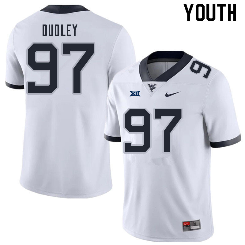 Youth #97 Brayden Dudley West Virginia Mountaineers College Football Jerseys Sale-White - Click Image to Close